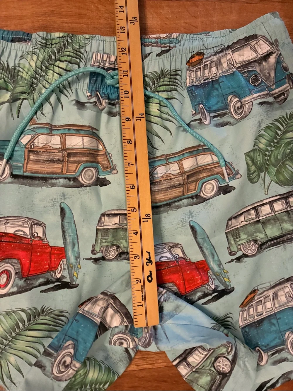 Psycho Tuna NWOT Sz Large Classic Cars Blue Surf Swim Trunks Board Shorts Pool